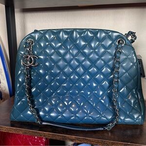 Authentic Chanel Large Mademoiselle Blue Quilted Women's Bag